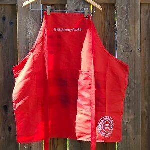 FESTIVE Bath and Body Works Employee Apron Red Gingham Pockets Tie Back Apron